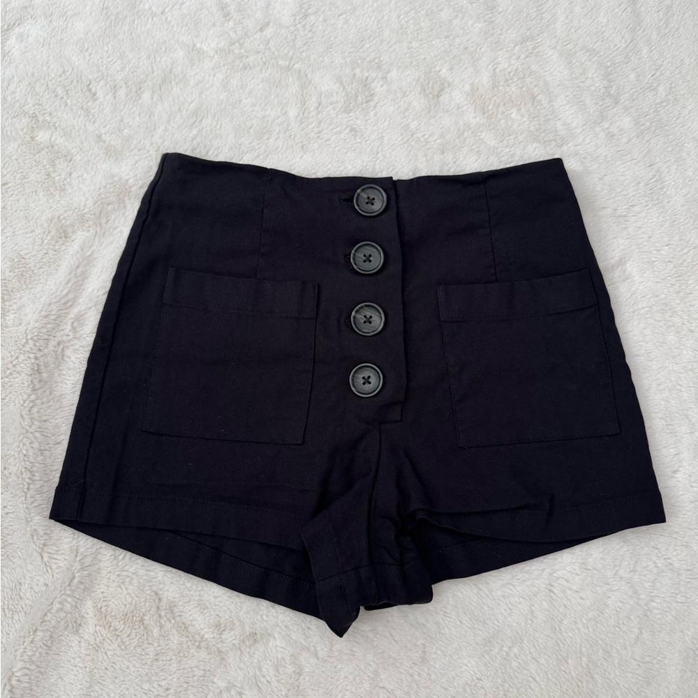 Forever 21 Black High Waist Button Shorts